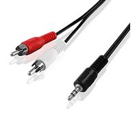 BestPlug 50 cm Câble audio Rca Aux in Out Y, 2 x Rca mâle vers 1 x Jack stéréo 3,5 mm, noir