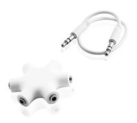BestPlug Audio Stéréo Aux in Out Répartiteur, Adaptateur Prise Jack, avec câble Jack 20 cm, 1 Prise Jack 3,5 mm Femelle vers Prise Jack 3,5 mm Blanc