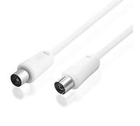 BestPlug câble antenne coaxial-fiche coaxiale - 7,5 m de câble coaxial pour télévision ou radio fM 75 ohm, fiche mâle vers femelle blanc pour analogique et numérique compatible avec tV full hD 7,5 m 7,5 m