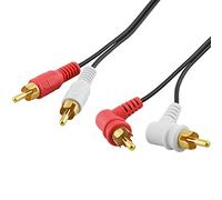 BestPlug Câble Audio Stéréo 1,5 m, 2 Fiches RCA Droites Vers 2 Fiches Mâles Coudées à 90°, Plaqué Or, Noir (Version Améliorée)