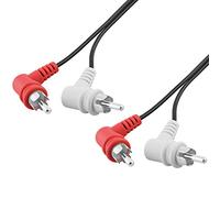 BestPlug Câble audio stéréo Rca 1,2 M, 2 x Rca mâle 90 ° coudé vers 2 x Rca mâle 90 ° coudé, Noir