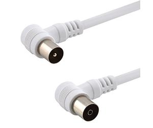 BestPlug câble coaxial d'antenne coaxial coax pour télévision ou radio fM 75 ohm, fiche coudée 90° coudé fiche coudée mâle vers femelle blanc pour analogique et numérique compatible avec tV full hD 1,5 m 1,5 m