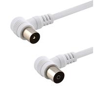 BestPlug Câble d'antenne 5 m 75 Ohm, Fiche coaxiale mâle coudée à 90° vers Prise coaxial Femelle coudée à 90° Compatible 3D SD HD FullHD UHD 4K Blanc (Version améliorée v2.40)