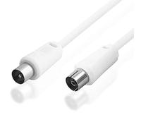BestPlug Câble d'antenne 75 ohms vers Prise coaxiale mâle vers Prise coaxiale Femelle Compatible 3D SD HD FullHD UHD 4K Blanc 50 cm