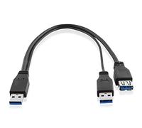 BestPlug Câble répartiteur USB Y 3.0 30 cm avec 2 connecteurs USB A mâles vers 1 Prise USB A Femelle, taux de Transfert, Noir