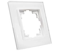 BestPlug Cadre universel en verre pour prises de courant, interrupteur, prise d'antenne, prise USB, prise réseau - 1 prise - Verre plastique - Blanc