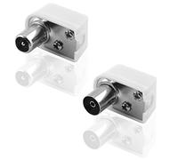 BestPlug Lot de 2 antenne coaxial coudé mâle, 1 Prise coaxiale Femelle Femelle Femelle et 1 Prise coaxiale mâle, schraubbar, Convient pour SD HD FullHD 3D UHD 4 K, Blanc (modèle amélioré V2.31)