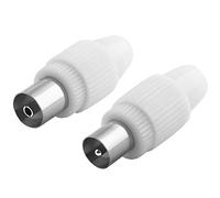 BestPlug Lot de 2 prises pour connecteurs de câble coaxial pour antenne TV 1x mâle + 1x femelle Compatible avec TV analogue et HD digital Blanc