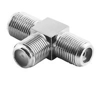 BestPlug Sat LNB T Adaptateur répartiteur, 1 x fiche F Femelle, Femelle vers 2 x fiche F Femelle Femelle, Convient pour SD HD FullHD 3D UHD 4 K, Finition métallique