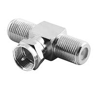 BestPlug SAT LNB T Adaptateur répartiteur, 1 x fiche F mâle vers 2 x fiche F femelle femelle, Convient pour SD HD FullHD 3D UHD 4 K, finition métallique