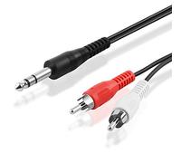 BestPlug Y audio L R stéréo Rca CINC Cynch Rca Jack Aux in Out 1,5 M Câble 2 x Rca mâle mâle rouge blanc sur 1 x stéréo Jack mâle 6,3 mm mâle par ex. pour micro casque Guitare électrique Enceintes de l'installation strereo 1,5 m 1,5 m