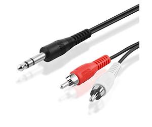 BestPlug Y audio L R stéréo Rca CINC Cynch Rca Jack Aux in Out 1,5 M Câble 2 x Rca mâle mâle rouge blanc sur 1 x stéréo Jack mâle 6,3 mm mâle par ex. pour micro casque Guitare électrique Enceintes de l'installation strereo 1,5 m 1,5 m