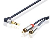 BestPlug Y Audio Rca Aux in Out Câble 2 Prises Rca vers 1 Jack stéréo 3,5 mm Noir 1 m