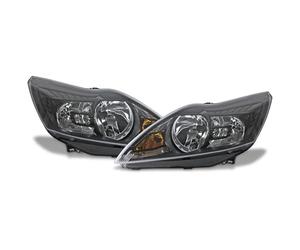 BESTPRICE 2x phares avant Phare principal noir H7/H1 avec servomoteur Compatible avec FORD FOCUS Mk2