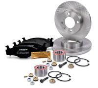 BESTPRICE Kit de frein avant y compris disques de frein Ø 239 mm ventilés + plaquettes de frein avant y compris roulement de roue Compatible avec SEAT IBIZA, TOLEDO, VW GOLF 2, GOLF 3, JETTA