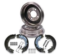 BESTPRICE Kit de frein essieu arrière y compris 2x tambours de frein essieu arrière 4x mâchoires de frein essieu arrière 1x kit de montage Compatible avec CITROËN AX, SAXO, PEUGEOT 106
