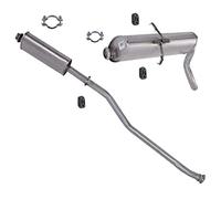 BESTPRICE Kit d'échappement 1x silencieux central, 1x silencieux arrière, 3x butées, 2x colliers de serrage Compatible avec CITROËN BERLINGO (M_), PEUGEOT PARTNER (5_, G_)