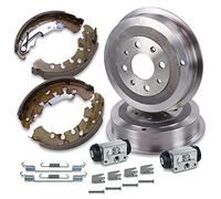 BESTPRICE Kit frein essieu arrière y compris 2x tambours de frein essieu arrière 4x mâchoires de frein essieu arrière avec kit montage 2x cylindres de frein de roue Compatible avec OPEL ADAM, CORSA D