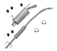 BESTPRICE Silencieux Set 1x Silencieux central, 1x Silencieux final, 2x Collier de serrage, 5x Tampons de butée Compatible avec OPEL CORSA C (X01), CORSA C C Kasten/Schrägheck (X01)