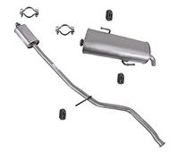BESTPRICE Silencieux Set 1x Silencieux central, 1x Silencieux final, 3x Butées, 2x Collier de serrage Compatible avec PEUGEOT 206 CC (2D)