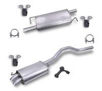 BESTPRICE Silencieux Set 1x Silencieux central, 1x Silencieux final, 4x Butées, 2x Collier de serrage Ø 60 mm Compatible avec VW MULTIVAN T5, TRANSPORTER T5