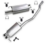 BESTPRICE Silencieux Set 1x Silencieux central, 1x Silencieux final, 4x Butées, 2x Collier de serrage Ø 65 mm Compatible avec VW MULTIVAN T5, TRANSPORTER T5