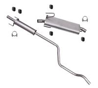 BESTPRICE Silencieux Set 1x Silencieux central, 1x Silencieux final, 5x Butées, 2x Collier de serrage Compatible avec OPEL MERIVA A (X03)