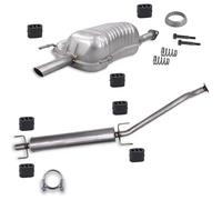 BESTPRICE Silencieux Set 1x Silencieux central, 1x Silencieux final, 7x butées, 1x bague d'étanchéité, 2x ressort, 2x vis, 1x collier Ø 54 mm Compatible avec OPEL ASTRA G CC (T98)