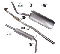 BESTPRICE Silencieux Set 1x Silencieux central, 1x Silencieux final avec accessoires de montage Compatible avec SEAT IBIZA III (6L1), SKODA FABIA 1 (6Y2) (6Y3), VW POLO (9N_, 9A_)