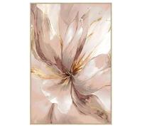 Bestpricepictures Tableau sur toile avec cadre en bois d'une fleur en blanc, beige et marron 80 x 120 x 3,5 cm