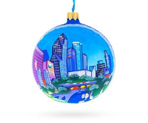 BestPysanky Houston, Texas Glass Ball Christmas Ornament 4 Inches