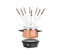 Bestron appareil a fondue, fondue électrique pour 8 personnes, avec 8 fourchettes à fondue et thermostat continu, incl. Protection contre les éclaboussures, couleur: Cuivre