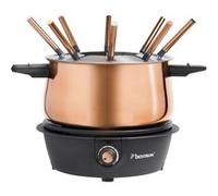 Bestron appareil a fondue, fondue électrique pour 8 personnes, avec 8 fourchettes à fondue et thermostat continu, incl. Protection contre les éclaboussures, couleur: Cuivre