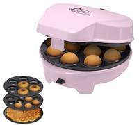 Bestron Appareil à Donuts 3 en 1 Design Rétro avec 3 Plaques Interchangeables pour Donuts, Muffins et Cake Pops, Revêtement Antiadhésif, 700 W, Gain de Place, Rose, ASW238P