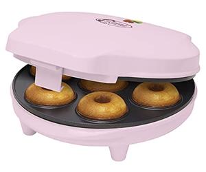 Bestron Appareil à donuts au Design Rétro, Mini-Machine à Donuts pour 7 petits Donuts, inclut Témoin de Cuisson & Revêtement Antiadhésif, 700 Watts, Sweet Dreams Collection, Couleur: Rose