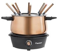 Bestron appareil a fondue, fondue électrique pour 8 personnes, avec 8 fourchettes à fondue et thermostat continu, incl. Protection contre les éclaboussures, couleur: Cuivre