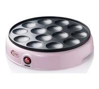 Bestron Appareil à poffertjes (profiteroles) au design rétro, Mini crêpier avec revêtement anti-adhésif, Sweet Dreams, 800 Watts, Couleur: Rose