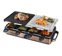 Bestron Appareil à raclette-grill Raclette électrique jusqu'à 8 personnes, 8 poêlons et 8 racloirs, 1400 Watts, Couleur: cuivre
