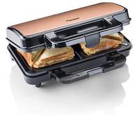 Bestron appareil croque monsieur, appareils à sandwich antiadhésif pour deux sandwichs, avec réglage automatique de la température & indicateur de disponibilité Copper Collection, Couleur: Cuivre