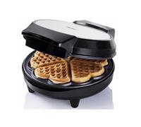 Bestron Gaufrier pour Gaufres Classiques en Forme de Coeur, Gaufrier avec Revêtement Anti-Adhésif pour Gaufres en Forme de Coeur, 700 Watts, Couleur: Argent