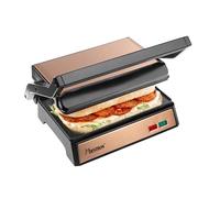 Bestron Barbecue électrique de contact avec bac de récupération, machine à croque-monsieur avec poignée Cool-Touch et ouverture à 180°, paninimaker avec revêtement antiadhésif, modèle d'entrée de