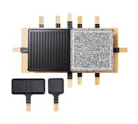 Bestron Raclette grill XL, appareil à raclette électrique jusqu'à 8 personnes avec pierre naturelle et plaque de grill à revêtement antiadhésif, livré avec un grand set de poêlons, Couleur: Bois