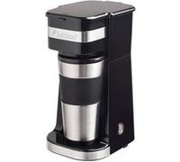 Bestron Cafetière avec tasse isotherme pour café filtre moulu, Machine à café 2 pour grandes tasses, idéal pour le camping, préparation rapide, 750 W, Couleur: Argent