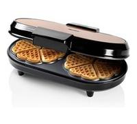 Bestron Gaufrier double pour gaufres classiques en forme de cœur, Machine à gaufres avec témoin de cuisson & revêtement anti-adhésif, 1200 Watts, Couleur: cuivre