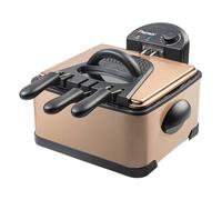 Bestron Friteuse à Huile XL avec 3 paniers à friteuse avec Technologie de Zone Froide et réservoir d'huile Amovible 4 litres Passe au Lave-Vaisselle 2000 W Acier Inoxydable Cuivre DF402CO