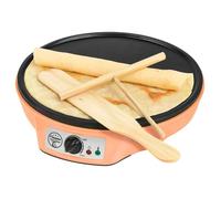 Bestron Crêpière - Ø 30 cm - Avec répartiteur de pâte et spatule - 1000 W - Revêtement antiadhésif - Couleur orange