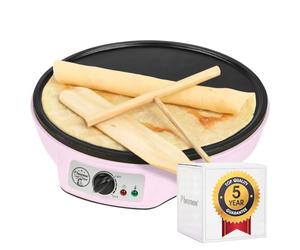 Bestron crêpière electrique, machine a Crepe pour crêpes de Ø 30 cm, y compris distributeur de pâte & spatule à crêpes, avec revêtement antiadhésif, 1000 watts, couleur: Rose