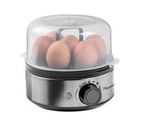 Bestron Cuiseur à œufs pour 7 œufs avec bip acoustique et protection contre la course à sec, réglage continu de la dureté sur trois niveaux, avec verre doseur et coupe-œufs, couleur argent