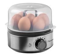 Bestron Cuiseur à œufs pour 7 œufs avec bip acoustique et protection contre la course à sec, réglage continu de la dureté sur trois niveaux, avec verre doseur et coupe-œufs, couleur argent