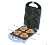 Bestron DSW271B - Gaufrier 1400W - 4 mini gaufres en forme de cœur - 20 bâtonnets inclus - Couleur bleu